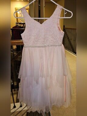 American Princess Light Pink Lace & Tulle Dress with Beaded Waist